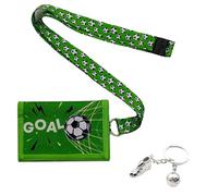 Pochette tour de cou pour enfant avec porte-clés et lanière, porte-monnaie pour garçons, avec compartiment à billets et compartiment à monnaie, porte-monnaie pour garçons, filles, vert, N, 1 pièce