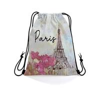 Pochette Tour Eiffel de Paris Sac Rangement Basketball 36x42cm | Sac de Sport Mignon Gym Sac pour Gym Natation Adultes