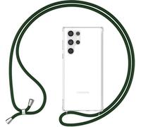 Pochette transparente avec chaîne à porter autour du cou pour Samsung Galaxy S23 Ultra Vert foncé