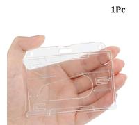 Pochette Transparente Double Face Pour Carte D'identité,1 Pièce,Étui De Protection Pour Carte D'identité,Badge En Plastique Dur À Usages Multiples - Type Horizontal