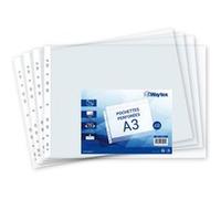 Pochette transparente perforée A3 pour classeur Waytex 931297 75 microns Ouverture en haut - Sachet de 10 Transparent G