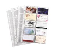 Pochette transparente perforée cartes de visite Viquel A4 Polypropylène 11/100e incolore - Paquet de 10