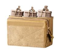 Pochette Triple Mag Dessus Ouvert, Pochette Tactique Porte Chargeur Molle en Nylon 600D Sac à Outil Militaire avec 3 Trous de Drainage et 4 Bretelles pour Magazines 223/5.56 et Pistol Mag Pouch