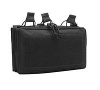 Pochette Triple pour Chargeur,Pochette Tactique de Rangement Zonée,Porte-Chargeur avec Fermeture Éclair,Sangles Molle et Boucle a Dégagement Rapide pour Ceintures Molle,Talkies-Walkies et Batteries