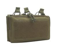 Pochette Triple pour Chargeur,Pochette Tactique de Rangement Zonée,Porte-Chargeur avec Fermeture Éclair,Sangles Molle et Boucle a Dégagement Rapide pour Ceintures Molle,Talkies-Walkies et Batteries