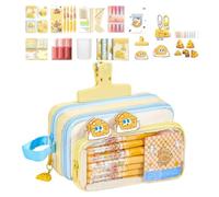Pochette Trousse Crayons Grande Contenance Avec Autocollants Et Notes | Pochette à crayons de papeterie scolaire Pour La Rentrée Scolaire, Anniversaire, Filles, Adolescentes, Primaire, C