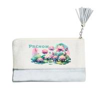 Pochette Trousse de Maquillage Taperso Argent avec Motif Fleur Lotus Personnalisable