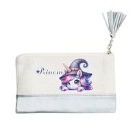 Pochette Trousse de Maquillage Taperso Argent avec Motif Licorne Magic Personnalisable
