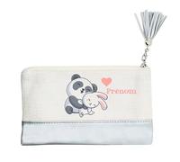 Pochette Trousse de Maquillage Taperso Argent avec Motif Panda et Lapin Personnalisable