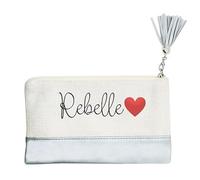 Pochette Trousse de Maquillage Taperso Argent avec Motif Rebelle et Coeur