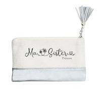 Pochette Trousse de Maquillage Taperso Argent avec Motif Soeur Sister Personnalisable