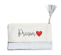 Pochette Trousse de Maquillage Taperso Argent avec Votre prenom ou Mot Personnalisable