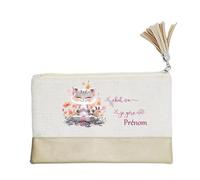 Pochette Trousse de Maquillage Taperso Dore avec Motif Chat Yoga Personnalisable