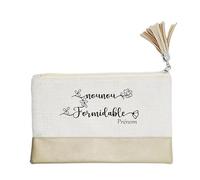 Pochette Trousse de Maquillage Taperso Dore avec Motif Nounou Formidable Personnalisable