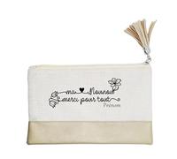Pochette Trousse de Maquillage Taperso Dore avec Motif Nounou Merci Personnalisable