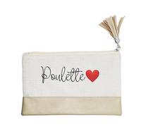 Pochette Trousse de Maquillage Taperso Dore avec Motif poulette et Coeur