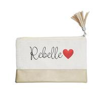 Pochette Trousse de Maquillage Taperso Dore avec Motif Rebelle et Coeur