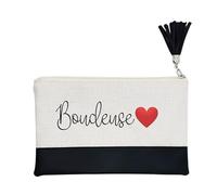 Pochette Trousse de Maquillage Taperso Noire avec Motif boudeuse et Coeur