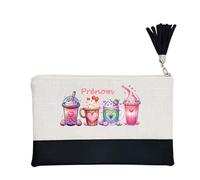 Pochette Trousse de Maquillage Taperso Noire avec Motif Bubble Tea Love Personnalisable