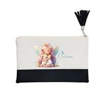 Pochette Trousse de Maquillage Taperso Noire avec Motif fee Lapin Personnalisable