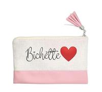 Pochette Trousse de Maquillage Taperso Rose avec Motif bichette et Coeur