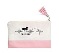 Pochette Trousse de Maquillage Taperso Rose avec Motif Cheval Heartbeat Personnalisable
