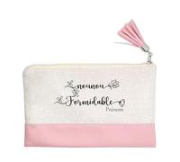Pochette Trousse de Maquillage Taperso Rose avec Motif Nounou Formidable Personnalisable