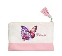 Pochette Trousse de Maquillage Taperso Rose avec Motif Papillon Color Personnalisable