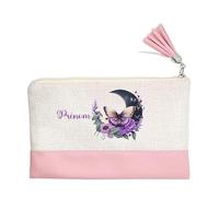 Pochette Trousse de Maquillage Taperso Rose avec Motif Papillon Lune Personnalisable