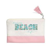 Pochette Trousse de Maquillage Taperso Rose avec Motif Plage Fleur Personnalisable