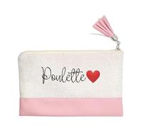 Pochette Trousse de Maquillage Taperso Rose avec Motif poulette et Coeur