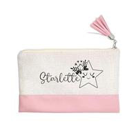 Pochette Trousse de Maquillage Taperso Rose avec Votre prenom ou Mot Etoile Personnalisable
