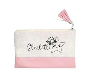 Pochette Trousse de Maquillage Taperso Rose avec Votre prenom ou Mot Etoile Personnalisable
