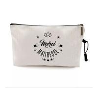 Pochette Trousse - Merci Maîtresse - Lin Écologique - Imperméable - Zippée - Mixte
