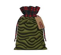 Pochette universelle en jute avec cordon de serrage en tissu écossais et étiquette en papier kraft, sac léger et durable