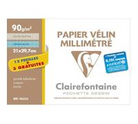 Clairefontaine 96555C - Une pochette Vélin Millimétré 15 feuilles (12 + 3 gratuites) 21x29,7cm 90g