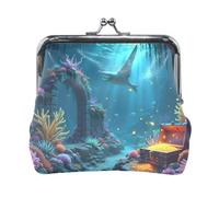 Pochette vintage avec fermoir tournesol pour porte-monnaie, 11,4 x 10,4 cm (L x H), bleu océan, one size, Bleu océan