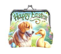 Pochette vintage avec fermoir tournesol pour porte-monnaie, 11,4 x 10,4 cm (L x H), Chien jouant avec un canard, one size, Chien jouant avec un canard