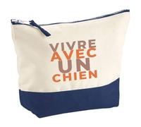 Pochette Vivre avec Un Chien - Pouch - Idée Pochette Rangement Cadeau Anniversaire Fête Original Famille Travail Départ Collègue Retraite Noël. - Rose&Corail - 1