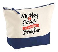 Pochette Whisky potes Les ingrédients du Bonheur | Pouch | Idée Trousse Toilette Maquillage Cadeau Anniversaire Fête Original Famille Travail Départ Collègue Retraite