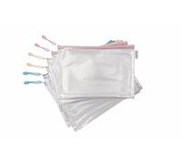 Pochette zippée A4 - Couleurs Pastel - 6 Pcs, renforcée Transparentes, Document Dossier, Zip, Pochette à Fermeture, Mesh Zipper Voyage, Petits Objets, Documents, 3 Couleurs, 509000