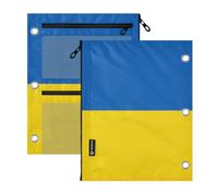 Pochette zippée pour classeur à 3 anneaux 2 pièces Drapeau de l'Ukraine 28 x 22 cm