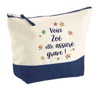 Pochette Zoé Elle Assure Grave ! | Trousse Grand Format Maquillage Make-up Toilette Cadeau Fête des Mères Anniversaire Soeur Noël Tata Marraine