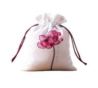Pochettes à bijoux en soie avec cordon de serrage, porte-monnaie en brocart brodé, 4 sachets en lin à motif lotus, pochettes à cordon, sacs cadeaux vides pour bonbons, sac de rangement, 12,7 x 15,2 cm