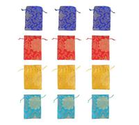 Pochettes à Cordon Vintage Chinoises Brodées 12 Pcs, Coton Lin Halloween | Rangement Bijoux et Boucles D’oreilles, Fermeture Sécurisée, Tri Multi Objets, Présent Élégant, Banquets