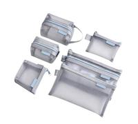 Pochettes à Fermeture éclair en PVC pour Petits, Grey | Ensemble de 6 pièces avec pochettes assorties, corps en visible, rangement séparé pour accessoires