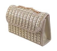 Pochettes à main en strass pour femmes et filles - Pochette de soirée - Sac à main à chaîne - Sac à bandoulière - Cadeau - Strass - Sac à main, doré, One Size