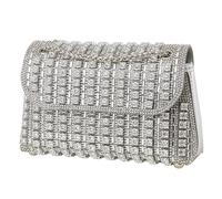 Pochettes à main en strass pour femmes et filles - Pochette de soirée - Sac à main à chaîne - Sac à bandoulière - Cadeau - Strass - Sac à main, Argenté., One Size