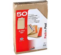 Pochettes à soufflets - GPV - 280 x 375 mm - Kraft brun - 50 pièces - Soufflets 30 mm