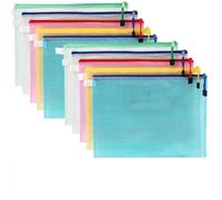 Pochettes A4 en maille avec fermeture éclair, vingt pièces, porte-documents en PVC étanche avec quarante autocollants d'étiquetage lumineux